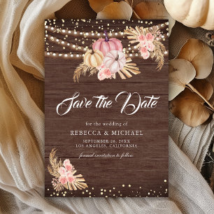Save The Date Mariage Bohème Pampas Roses Rose Poussiéreuses Cit