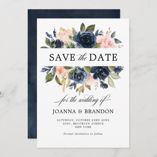 Save The Date Mariage Bohème Rose Rose Foncé (Devant / Derrière)