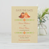 Save The Date Mariage Bohème Rustique Colombes Owl Couple (Debout devant)