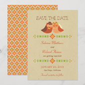 Save The Date Mariage Bohème Rustique Colombes Owl Couple (Devant / Derrière)