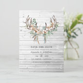 Save The Date Mariage Bohème Rustique en Coton et Eucalyptus (Debout devant)