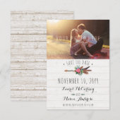 Save The Date Mariage Bohème Rustique Flèche Étape de sauvegarde (Devant / Derrière)