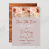 Save The Date Mariage Bohème Rustique Herbe de la Pampa & Cuivre (Devant / Derrière)