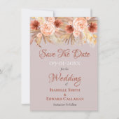 Save The Date Mariage Bohème Rustique Herbe de Pampa & Cuivre (Devant)