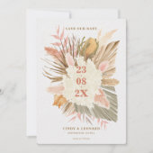 Save The Date Mariage Bohème Rustique Herbe de Pampas (Devant)