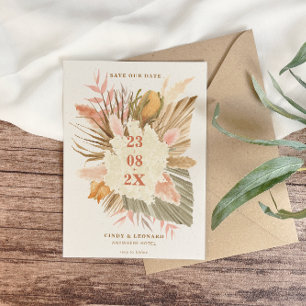 Save The Date Mariage Bohème Rustique Herbe de Pampas