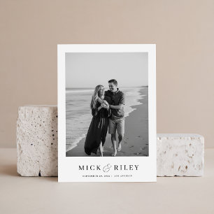 Save The Date Mariage Bohème Simple Élégant Texte et Photo