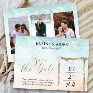 Save The Date Mariage Bohème sur la plage avec Arbre 3 Photo