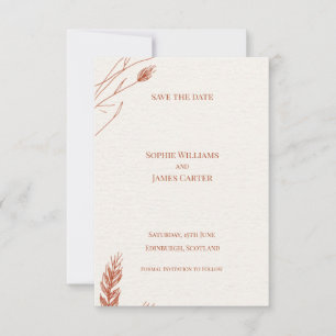 Save The Date Mariage Bohème Terracotta Herbe de la Pampa Rouill