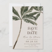 Save The Date mariage bohème tropical à la plage avec palmiers a (Devant)