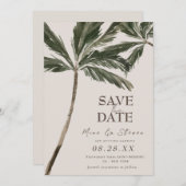 Save The Date mariage bohème tropical à la plage avec palmiers a (Devant / Derrière)