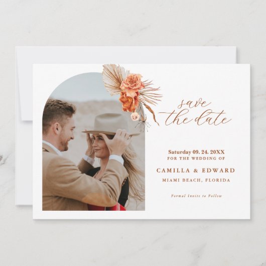 Save The Date Mariage bohémien de fleurs d'oranges (Devant)