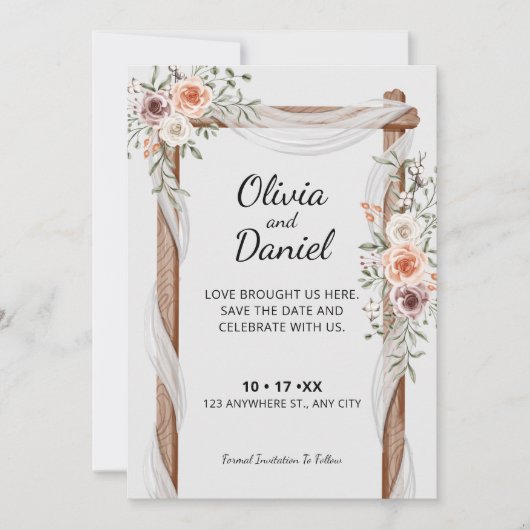 Save The Date Mariage Boho Arch Rustique (Devant)
