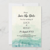 Save The Date Mariage Boho bleu Aquarelle (Devant)