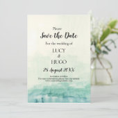 Save The Date Mariage Boho bleu Aquarelle (Debout devant)