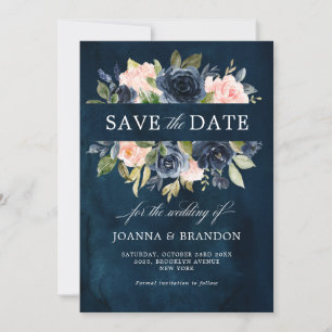 Save The Date Mariage Boho bleu bleu bleu rose bleu marine