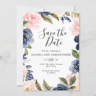 Save The Date Mariage Boho bleu bleu bleu rose bleu marine