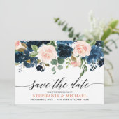 Save The Date Mariage Boho bleu bleu bleu rose bleu marine (Debout devant)