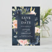 Save The Date Mariage Boho bleu bleu bleu rose bleu marine (Debout devant)