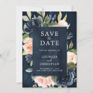 Save The Date Mariage Boho bleu bleu bleu rose bleu marine
