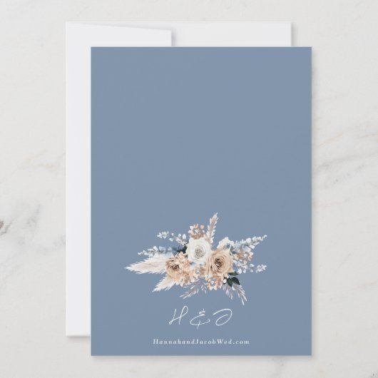 Save The Date Mariage Boho bleu Dusty (Dos)