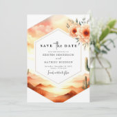Save The Date Mariage Boho Cactus simple (Debout devant)