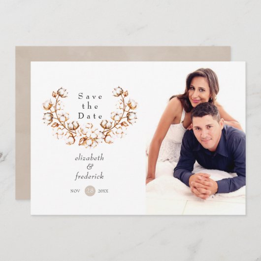 Save The Date Mariage Boho Cotton (Devant / Derrière)