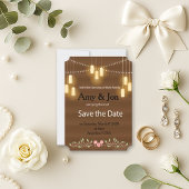 Save The Date Mariage Boho de lanterne rustique en bois