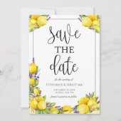 Save The Date Mariage Boho de lavande de citron d'aquarelle (Devant)