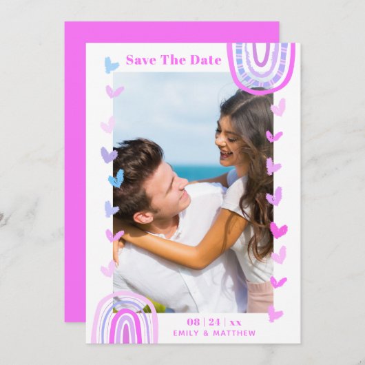 Save The Date Mariage Boho Décontracté moderne engagé (Devant / Derrière)