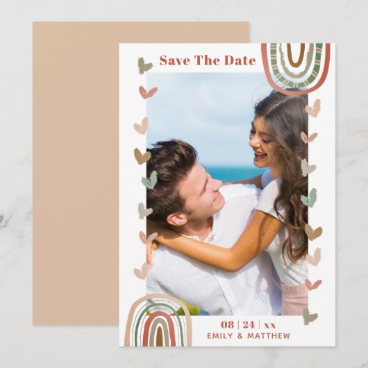 Save The Date Mariage Boho Décontracté moderne engagé (Devant / Derrière)
