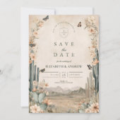 Save The Date Mariage Boho du désert Cactus (Devant)