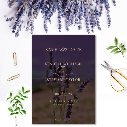 Save The Date Mariage Boho Elegant Floral Lavender été