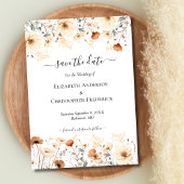 Save The Date Mariage Boho en Fleur sauvage QR Code de Terracott