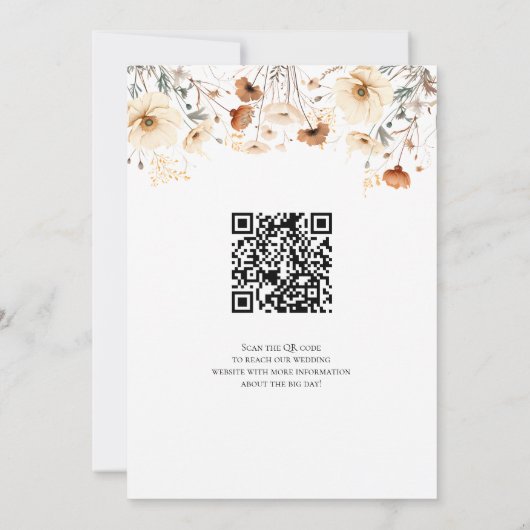 Save The Date Mariage Boho en Fleur sauvage QR Code de Terracott (Dos)