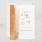 Save The Date Mariage Boho en or en terre cuite moderne (Devant)