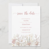 Save The Date Mariage Boho Fleur sauvage simple (Devant)