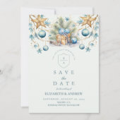 Save The Date Mariage Boho Frosted Blue Pine (Devant)