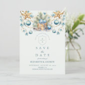 Save The Date Mariage Boho Frosted Blue Pine (Debout devant)