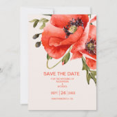 Save The Date Mariage Boho Neutral Aquarelle Poppies (Devant)