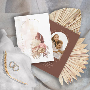 Save The Date Mariage Boho Oasis Photo Brun Umber ID959