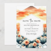 Save The Date Mariage Boho Printable Cactus (Devant / Derrière)