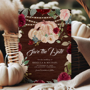 Save The Date Mariage Bois Citrouille Florale Pêche Bourgogne