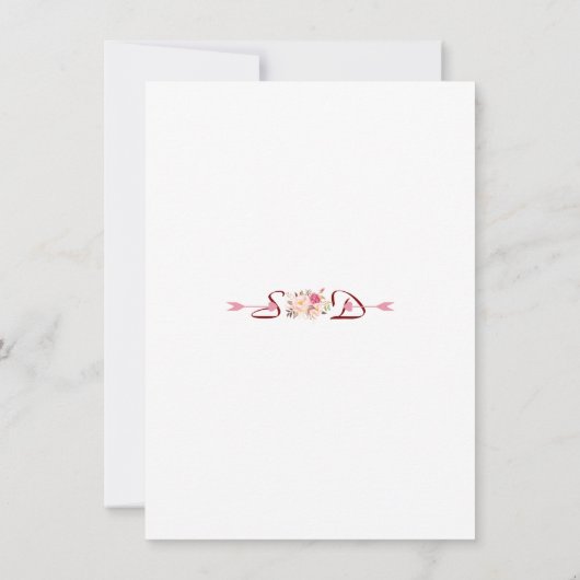 Save The Date Mariage Bois de Cerf Floral Rose Charm (Dos)