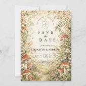 Save The Date Mariage Boisée Champignon Enchanté (Devant)