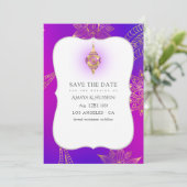 Save The Date Mariage Bollywood Arabe Feuille D'Or (Debout devant)