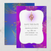 Save The Date Mariage Bollywood Arabe Feuille D'Or (Devant / Derrière)