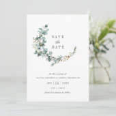 Save The Date Mariage botanique à l'aquarelle Eucalyptus (Debout devant)