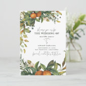 Save The Date Mariage botanique aquarelle orange citrus (Debout devant)