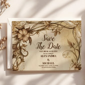 Save The Date Mariage botanique Art Nouveau Gold